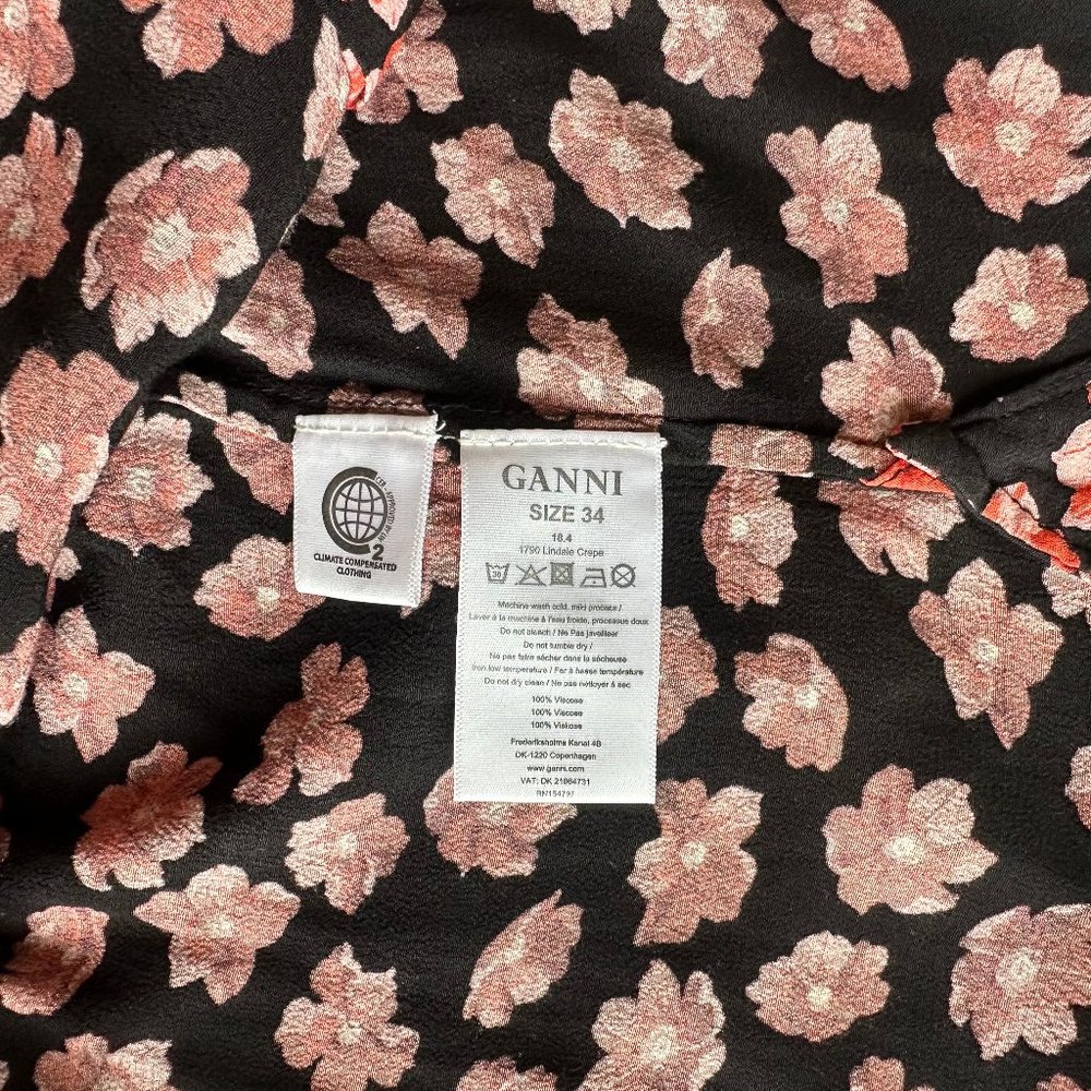 Ganni Printed Crepe Shirt in red flower | Size 34, XS | floral button-up - Picture 5 of 6
